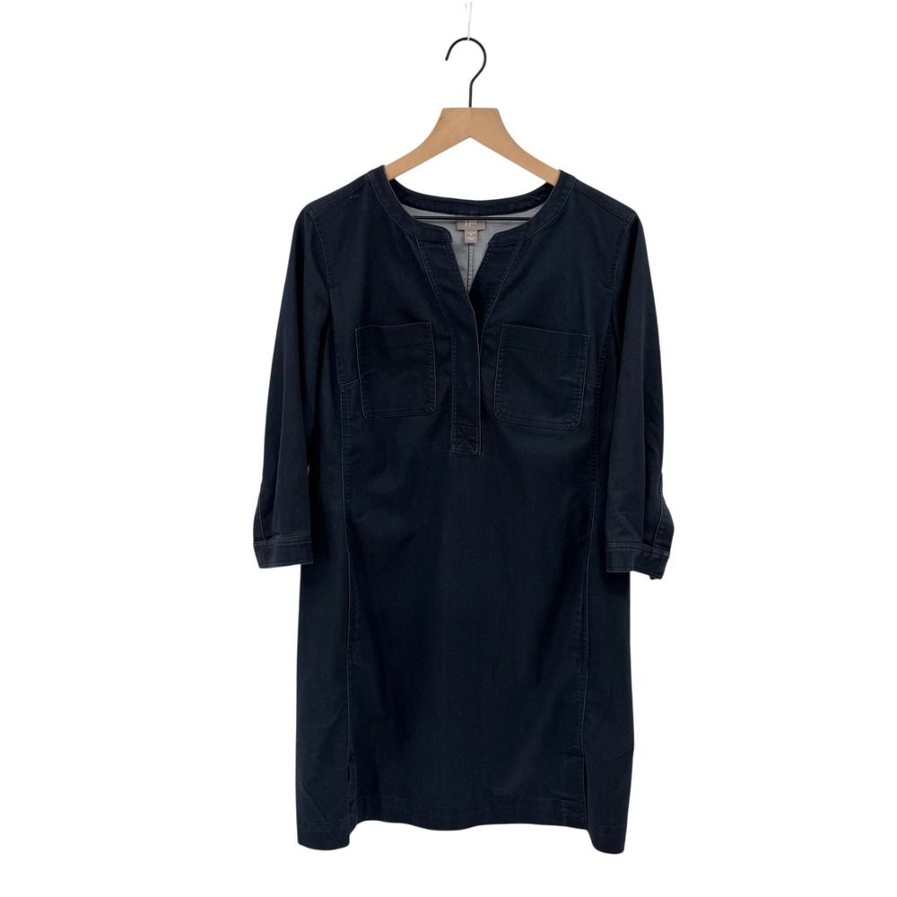 J Jill Denim Minimalist Shift Dress M Utility Dark Academia Transitional Preppy